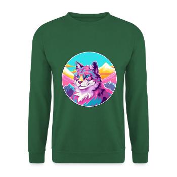 Katze Aquarell Karikatur Kawaii Haustier Tier Bunt - Unisex Pullover - Grün - Vorne