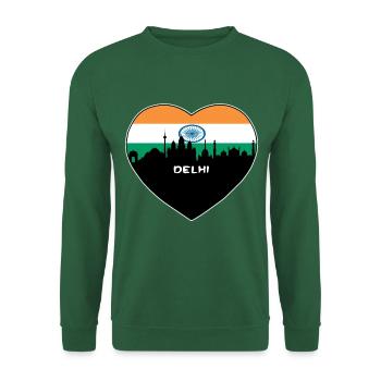 Delhi Indien Flagge Skyline Reise Souvenir - Unisex Pullover - Grün - Vorne