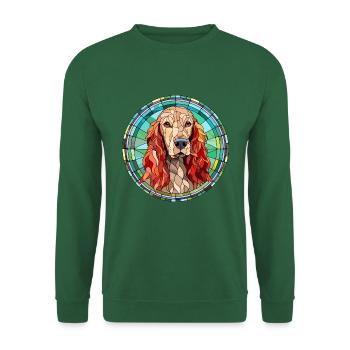 Irish Setter Hund Rasse Buntes Glas Buntes Wate - Unisex Pullover - Grün - Vorne