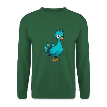 Pfau Niedliche Karikatur Kawaii Aquarell Tier Haustier - Unisex Pullover - Grün - Vorne
