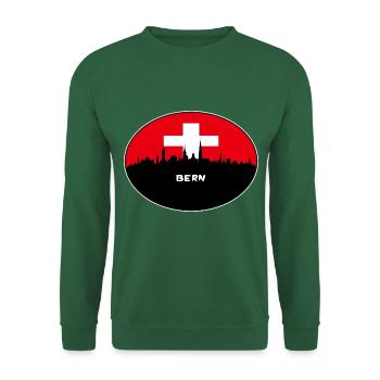 Bern-Schweiz-Flaggen-Skyline-Schattenbild-Reise - Unisex Pullover - Grün - Vorne