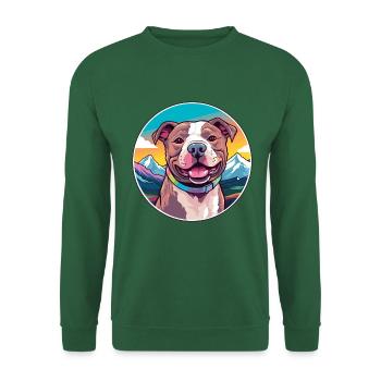 Staffordshire Bullterrier Hunderasse Karikatur Kawai - Unisex Pullover - Grün - Vorne