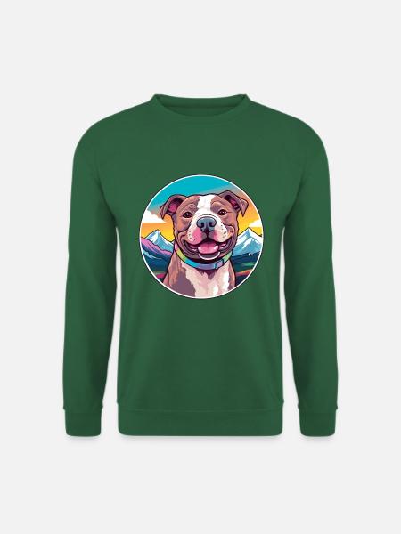 Staffordshire Bullterrier Hunderasse Karikatur Kawai - Unisex Pullover - Grün