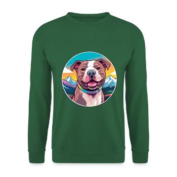 Staffordshire Bullterrier Hunderasse Karikatur Kawai - Unisex Pullover - Grün - Vorne