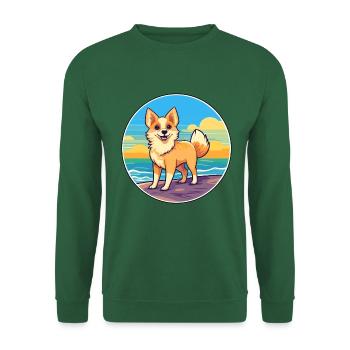 Norwegischer Lundehund Hunderasse Cartoon Kawaii Hund - Unisex Pullover - Grün - Vorne