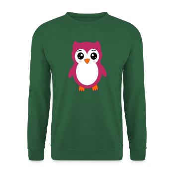 Eule, Rosa Eule - Unisex Pullover - Grün - Vorne
