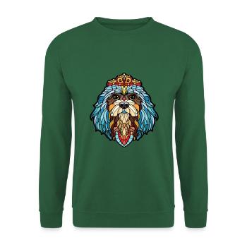 Chinesische kaiserliche Hunderasse Aquarell-Illustration - Unisex Pullover - Grün - Vorne