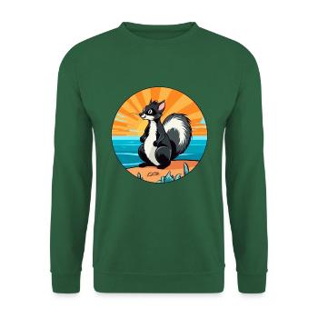 Skunk Aquarell Cartoon Kawaii Clipart Tier - Unisex Pullover - Grün - Vorne