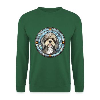 Lowchen Hunderasse Buntes Glas Buntes Wassercolo - Unisex Pullover - Grün - Vorne