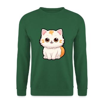 Katze niedliche Karikatur Kawaii Aquarell Tier Haustier - Unisex Pullover - Grün - Vorne