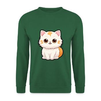Katze niedliche Karikatur Kawaii Aquarell Tier Haustier - Unisex Pullover - Grün - Vorne