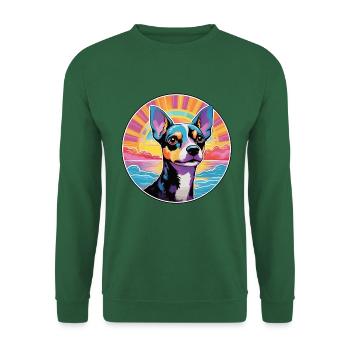 Rattenterrier Hunderasse bunte Karikatur Aquarell - Unisex Pullover - Grün - Vorne