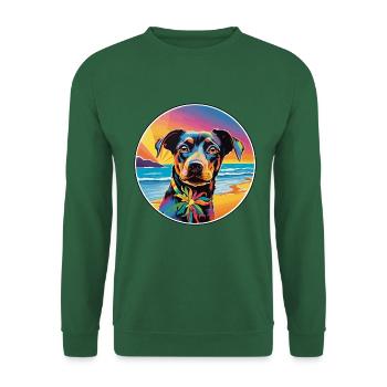 Mallorca Ratter Hund Rasse Bunte Karikatur Watercol - Unisex Pullover - Grün - Vorne