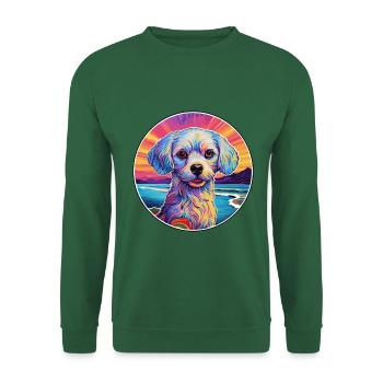 Chinesische kaiserliche Hunderasse bunte Karikatur Wasserc - Unisex Pullover - Grün - Vorne