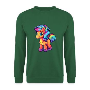 ponny buntes Aquarell Cartoon Kawaii Tier - Unisex Pullover - Grün - Vorne