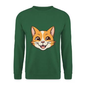 Deutsche Rex-Katze-Karikatur Aquarell-Illustration - Unisex Pullover - Grün - Vorne
