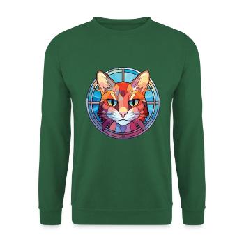 Hantilly Tiffany Katze Bunte Aquarell-Karikatur - Unisex Pullover - Grün - Vorne