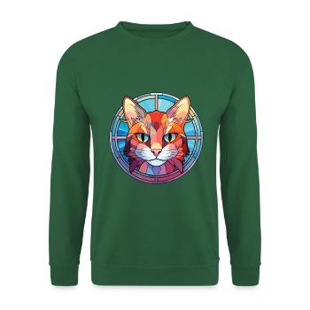 Hantilly Tiffany Katze Bunte Aquarell-Karikatur - Unisex Pullover - Grün - Vorne