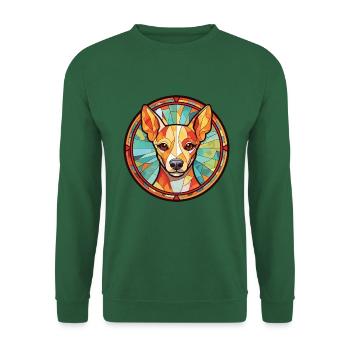 Portugiesische Podengo Pequeno Hunderasse Aquarell - Unisex Pullover - Grün - Vorne