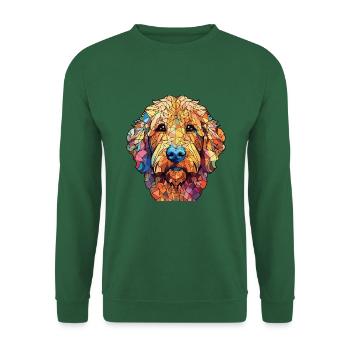 Goldendoodle Hunderasse Aquarell Illustration - Unisex Pullover - Grün - Vorne