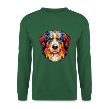 Englischer Schäferhund Rasse Aquarell Illustration - Unisex Pullover - Grün - Vorne