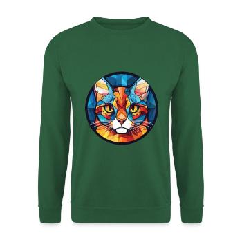 Deutsche Rex-Katze bunte Aquarell-Illustration - Unisex Pullover - Grün - Vorne