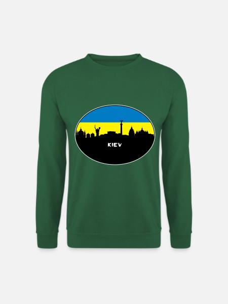 Kiew-Ukraine-Flaggen-Skyline-Schattenbild-Reise - Unisex Pullover - Grün