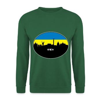Kiew-Ukraine-Flaggen-Skyline-Schattenbild-Reise - Unisex Pullover - Grün - Vorne