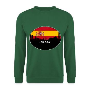 Bilbao Spanien Flagge Skyline Silhouette Reisen - Unisex Pullover - Grün - Vorne