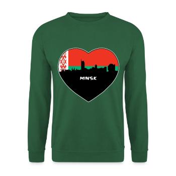 Minsk Weißrussland Flagge Skyline Reise Souvenir - Unisex Pullover - Grün - Vorne