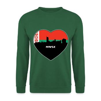 Minsk Weißrussland Flagge Skyline Reise Souvenir - Unisex Pullover - Grün - Vorne
