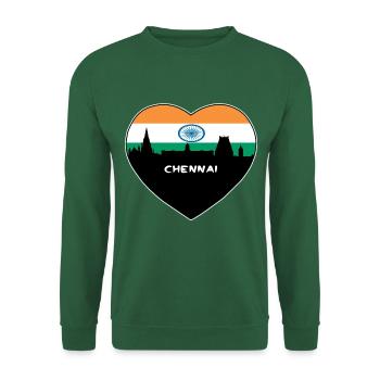 Chennai Indien Flagge Skyline Reise Souvenir - Unisex Pullover - Grün - Vorne