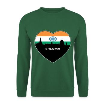 Chennai Indien Flagge Skyline Reise Souvenir - Unisex Pullover - Grün - Vorne