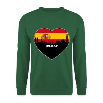 Bilbao Spanien Flagge Skyline Reise Souvenir - Unisex Pullover - Grün - Vorne