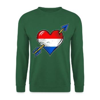 Holland Flagge Herz mit Pfeil used look - Unisex Pullover - Grün - Vorne