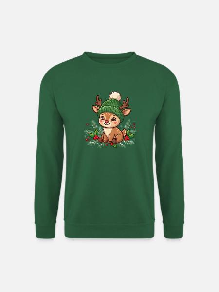 Gemütlicher Winterhirsch-Plush - Unisex Pullover - Grün