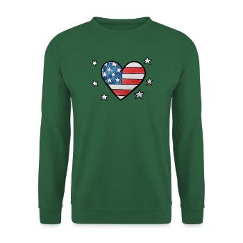 Patriotisches Sternen-und-Streifen-Herz - Unisex Pullover - Grün - Vorne