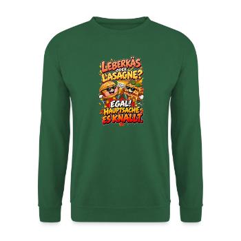 Leberkäse oder Lasagne? Egal – knallt! - Unisex Pullover - Grün - Vorne