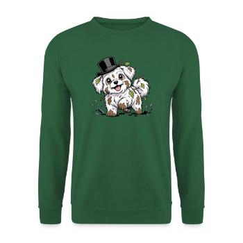 Witziger Hund mit Zylinder aus der Schmuddelpfütze - Unisex Pullover - Grün - Vorne