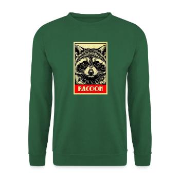 Waschbär Retro Illustration Vintage Raccoon - Unisex Pullover - Grün - Vorne