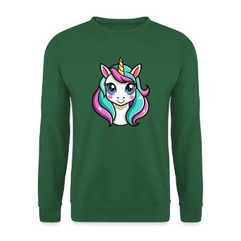 Einhorngesicht - Unisex Pullover - Grün - Vorne