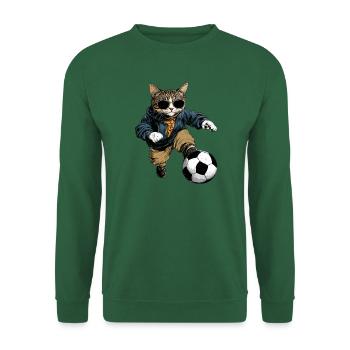 Katzen Fussball / Fussballer Katze - Unisex Pullover - Grün - Vorne