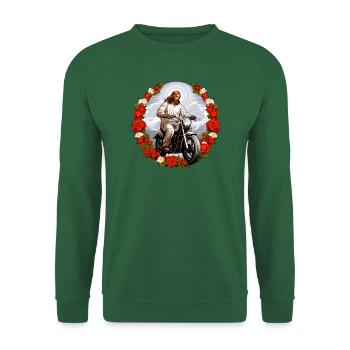 Motorrad Jesus - Unisex Pullover - Grün - Vorne