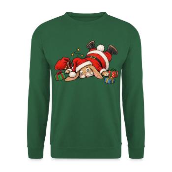 Lustiger gefallener Hase Winter-Paket-Hasen-Humor - Unisex Pullover - Grün - Vorne