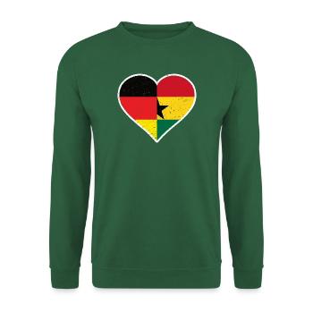 Germany Ghana Vintage Heart - Unisex Pullover - Grün - Vorne