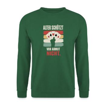 Alter schützt vor Armut nicht – Doppelkopf Doko - Unisex Pullover - Grün - Vorne