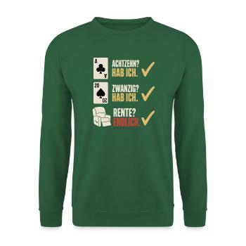 Achtzehn zwanzig Rente endlich – Skat Rentner - Unisex Pullover - Grün - Vorne