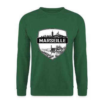 Marseille Frankreich Schildwappen Vieux-Port Geschenk - Unisex Pullover - Grün - Vorne