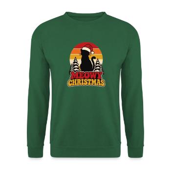 Meowy Christmas Katze Weihnachten - Unisex Pullover - Grün - Vorne