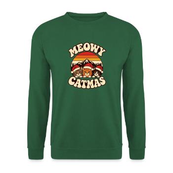 Meowy Catmas Katzenweihnacht - Unisex Pullover - Grün - Vorne